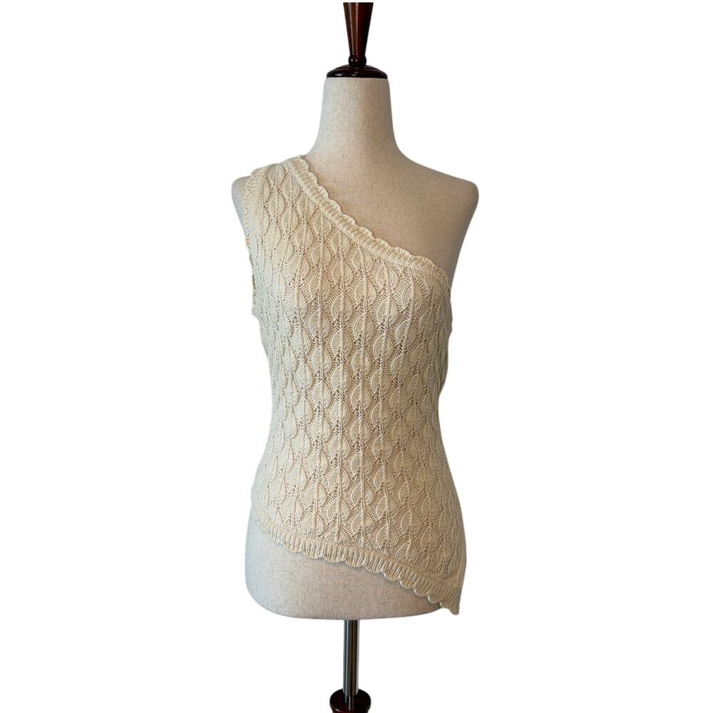Edikted Codi One-Shoulder Backless Knit Top, Cream, Women's Medium